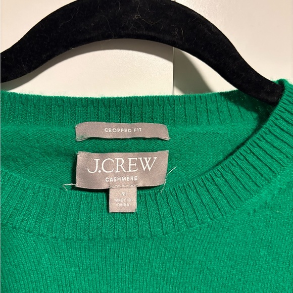 J. Crew Emerald Green Cropped Cashmere-Blend Sweater - Picture 2 of 3